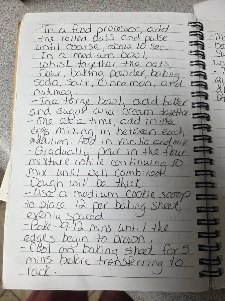 Becky's handwritten Homemade Iced Oatmeal Cookies recipe — notebook page 2
