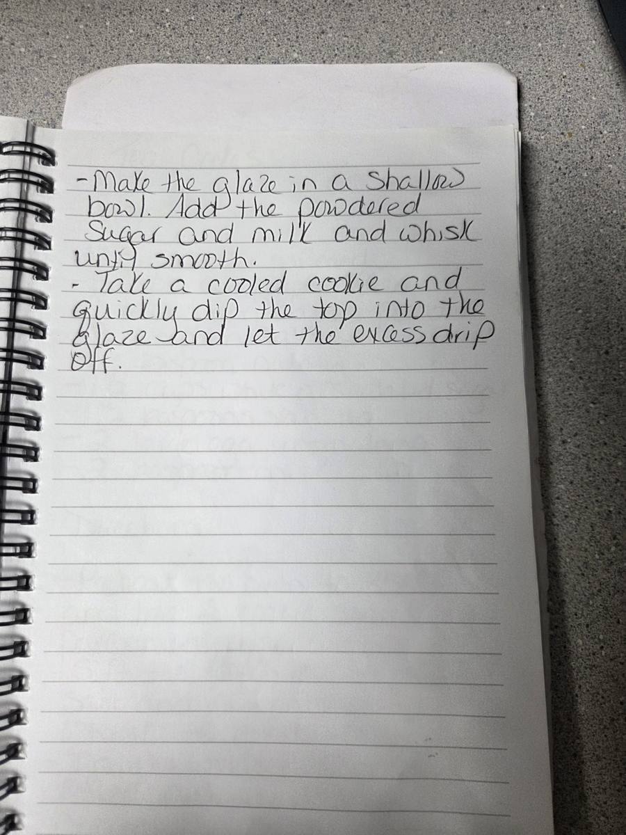 Becky's handwritten Homemade Iced Oatmeal Cookies recipe — notebook page 3