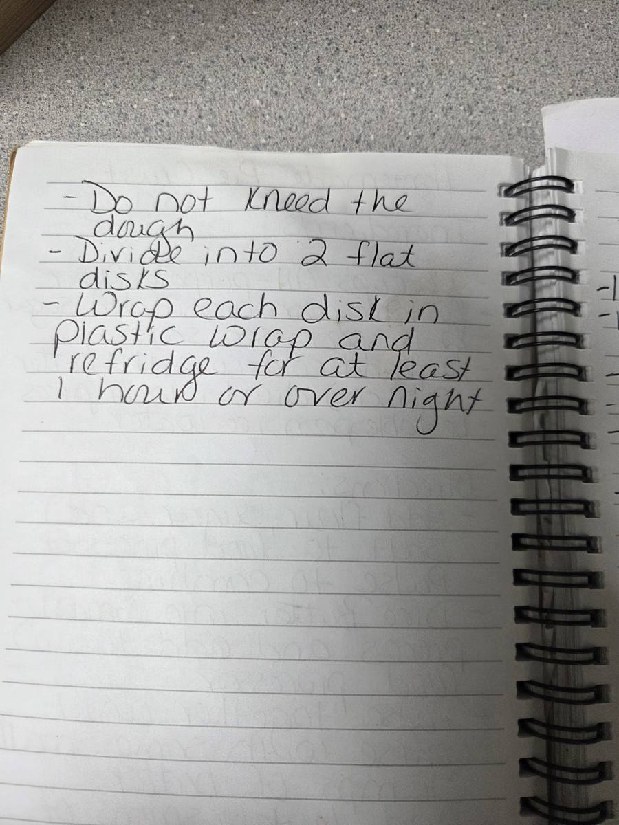 Becky's handwritten Homemade Pie Crust recipe — notebook page 2