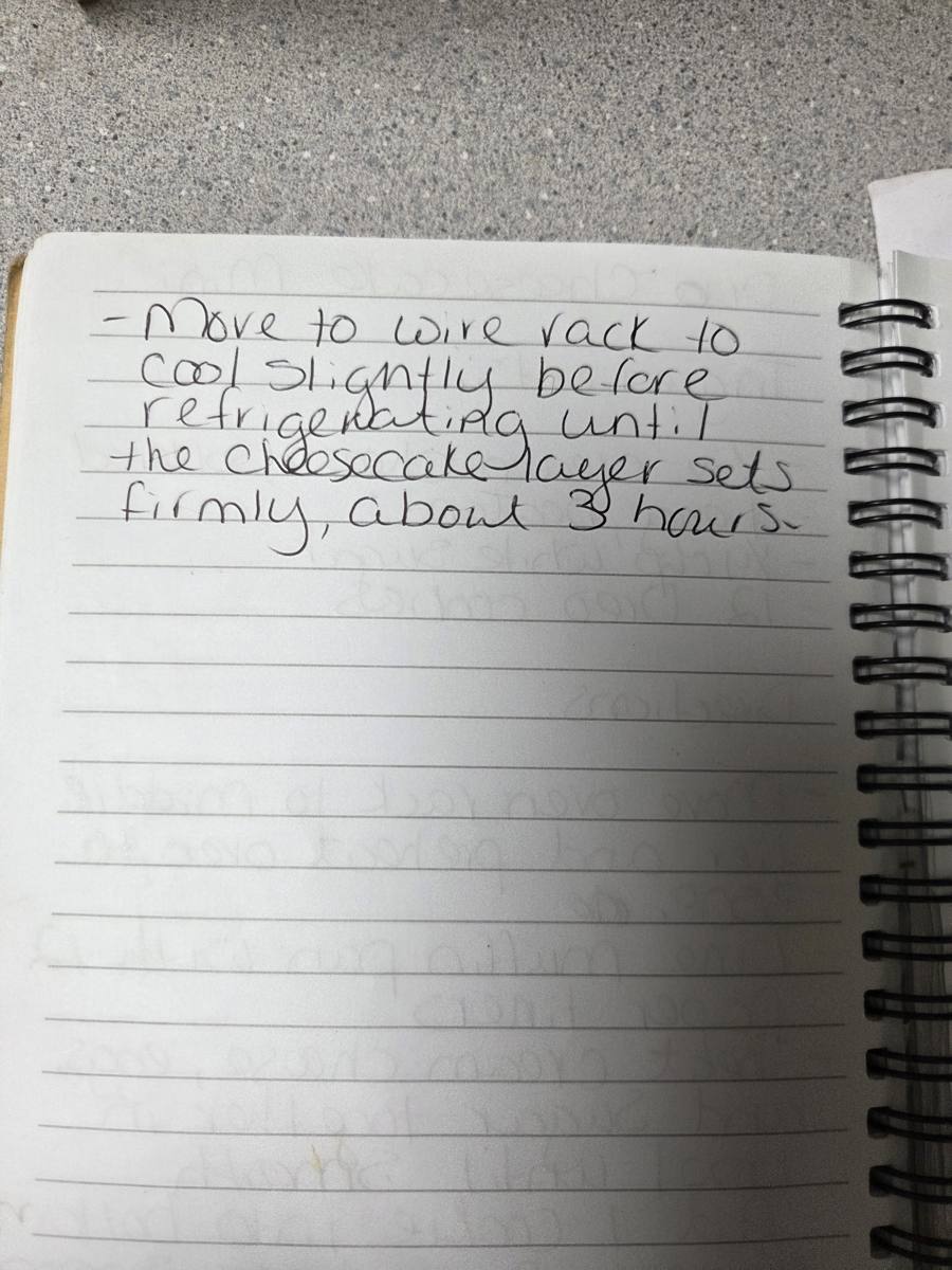 Becky's handwritten Oreo Cheesecake Minis recipe — notebook page 2