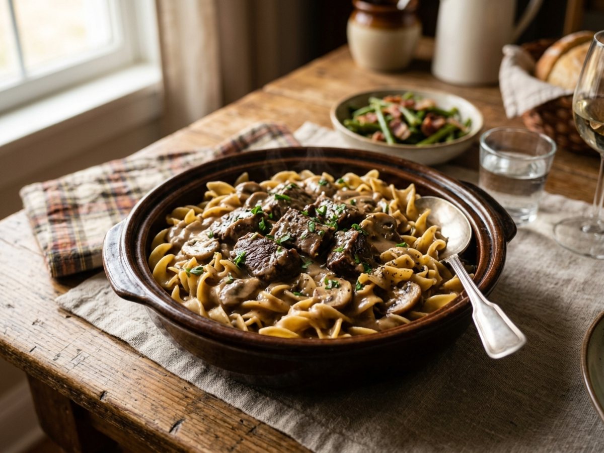 Beef Tips and Egg Noodles