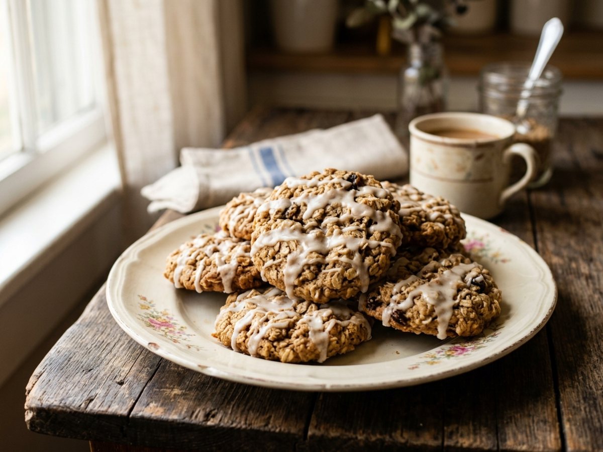 Homemade Iced Oatmeal Cookies