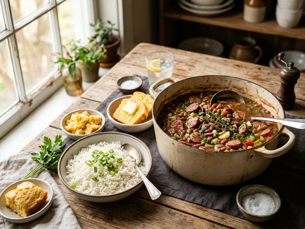 Dump-and-Go Red Beans & Sausage served over rice